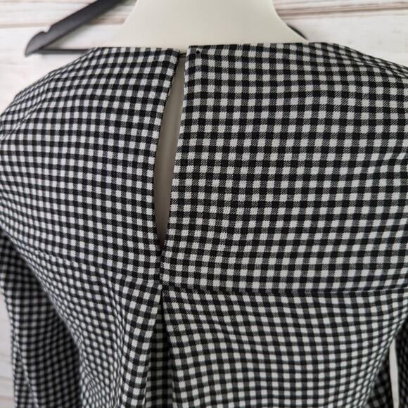 H&M Gingham Long Sleeve Shift Dress sz 2 - Picture 2 of 5